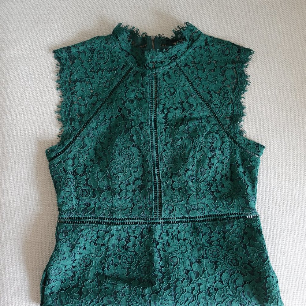 Bardot - Lace Panel Dress - M - Hunt Green